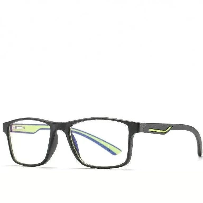 Men's Tr 90 Full Rim Square Frame Eyeglasses Anti Blue Light - black green C 4