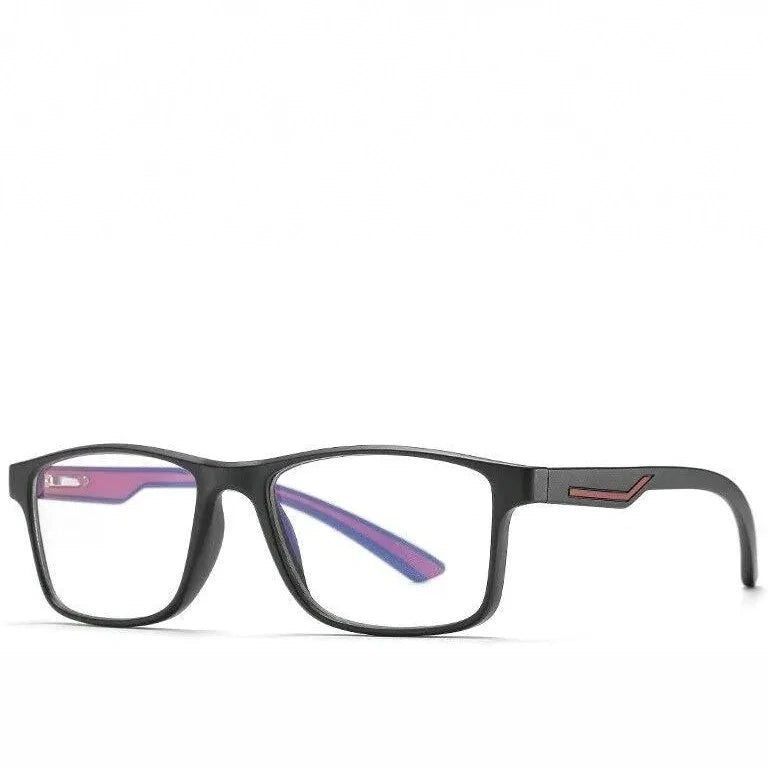 Men's Tr 90 Full Rim Square Frame Eyeglasses Anti Blue Light - black red C 1