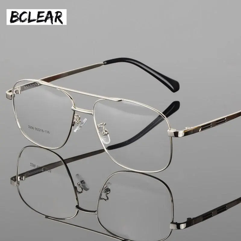 Bclear Men's Full Rim Big Square Double Bridge Alloy Eyeglasses S2256 - Black