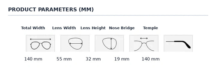 Bclear P9106 Size Guide (140-55-19-140 mm)