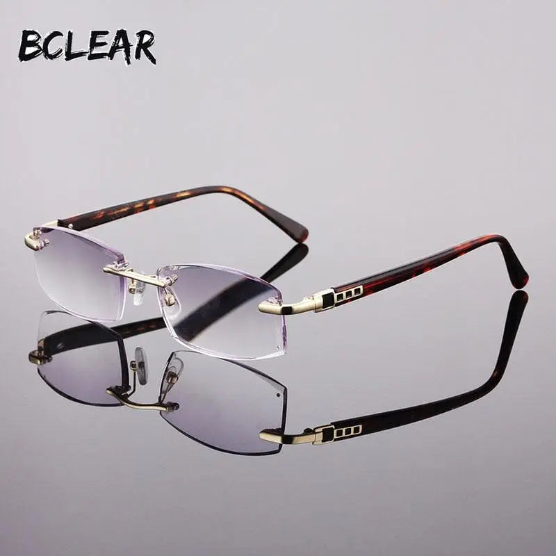 Men's Reading Glasses Rimless Cr39 Alloy +1.0 To +4.0 W02 - Gold