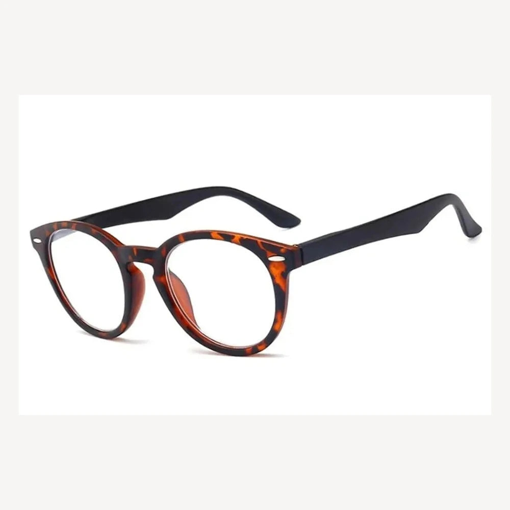 Modfans Unisex Full Rim Round Polycarbonate Reading Glasses S005 - Black / +100