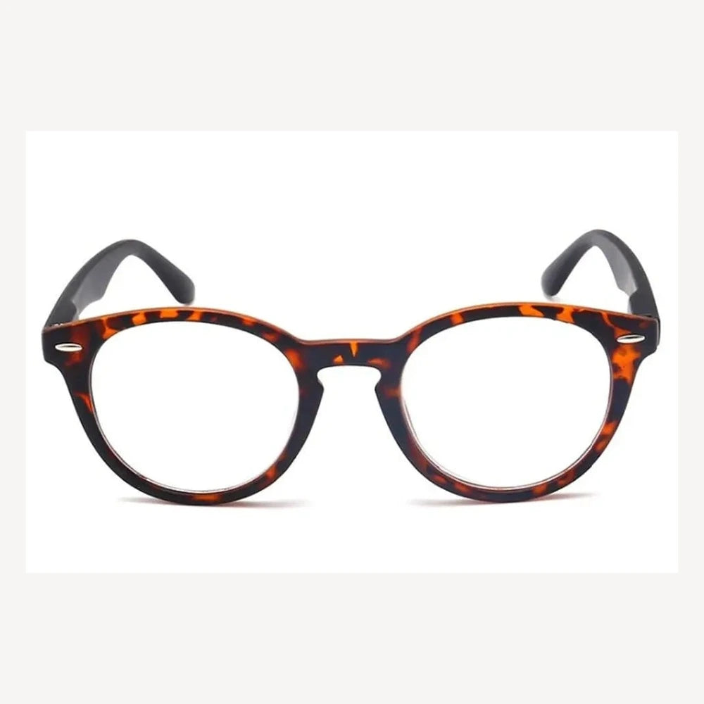 Modfans Unisex Full Rim Round Polycarbonate Reading Glasses S005 - Blue / +100
