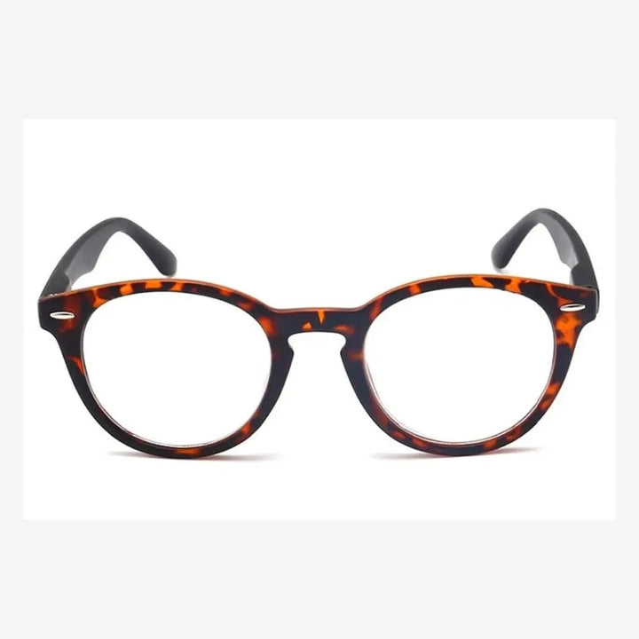 Modfans Unisex Full Rim Round Polycarbonate Reading Glasses S005 - Blue / +100