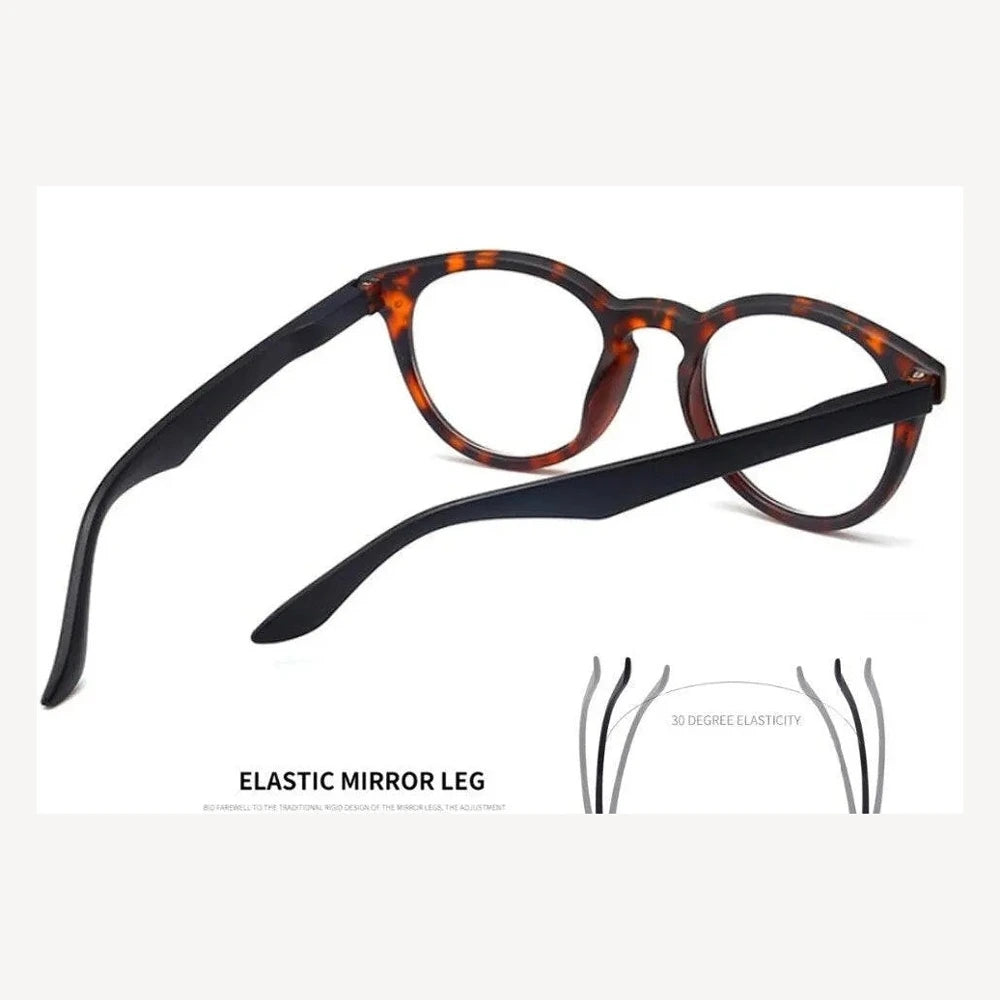 Modfans Unisex Full Rim Round Polycarbonate Reading Glasses S005 - Khaki / +100