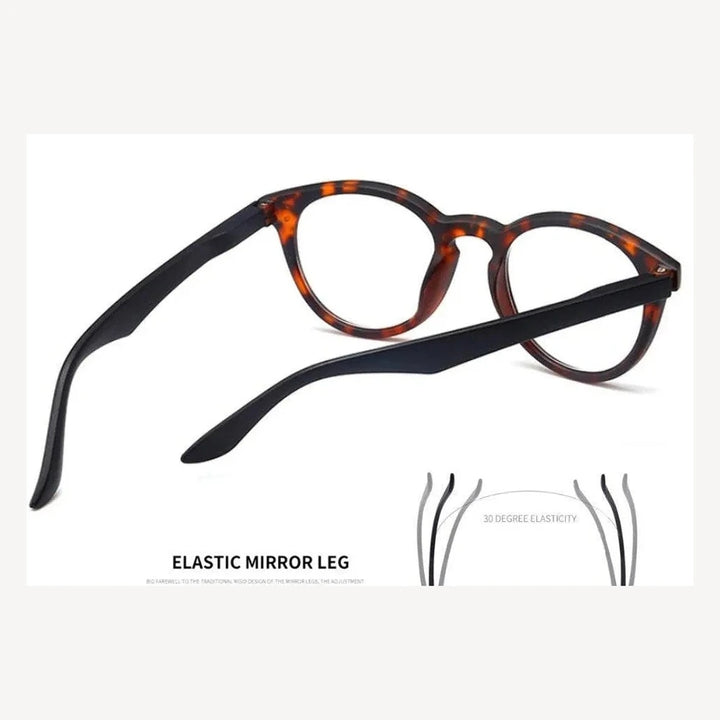 Modfans Unisex Full Rim Round Polycarbonate Reading Glasses S005 - Khaki / +100