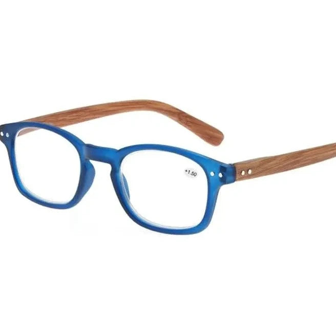 Modfans Women's Full Rim Square Polycarbonate Reading Glasses R012 - Blue / +100