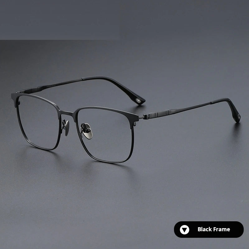 Momoja Unisex Full Rim Big Square Tr 90 Titanium Eyeglasses 770806 - Black