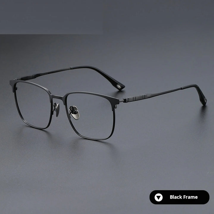 Momoja Unisex Full Rim Big Square Tr 90 Titanium Eyeglasses 770806 - Black