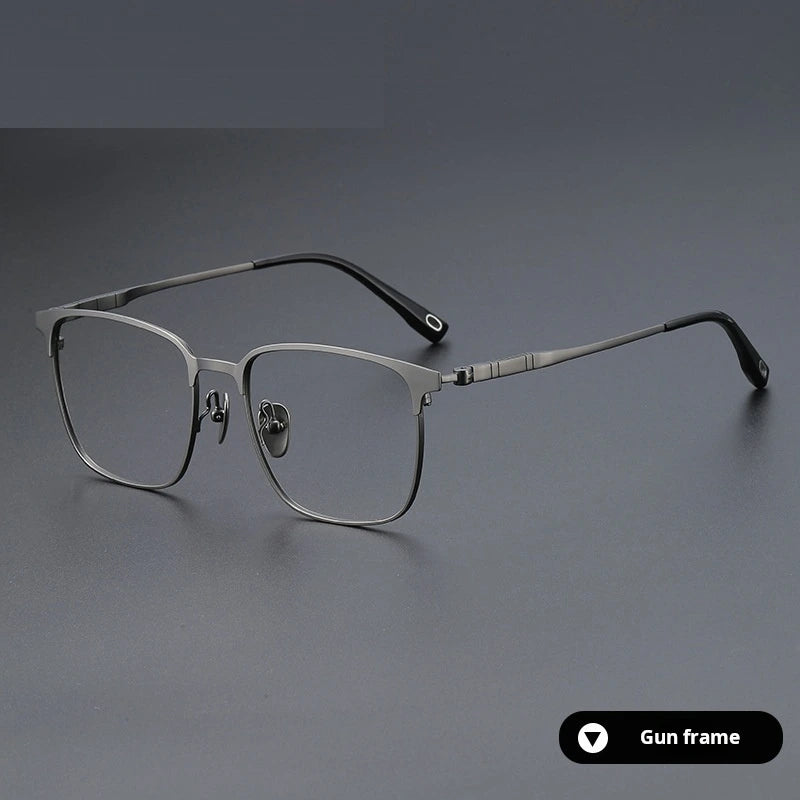 Momoja Unisex Full Rim Big Square Tr 90 Titanium Eyeglasses 770806 - Gun