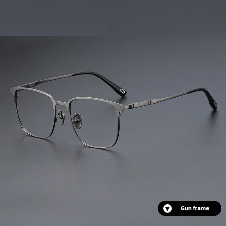 Momoja Unisex Full Rim Big Square Tr 90 Titanium Eyeglasses 770806 - Gun