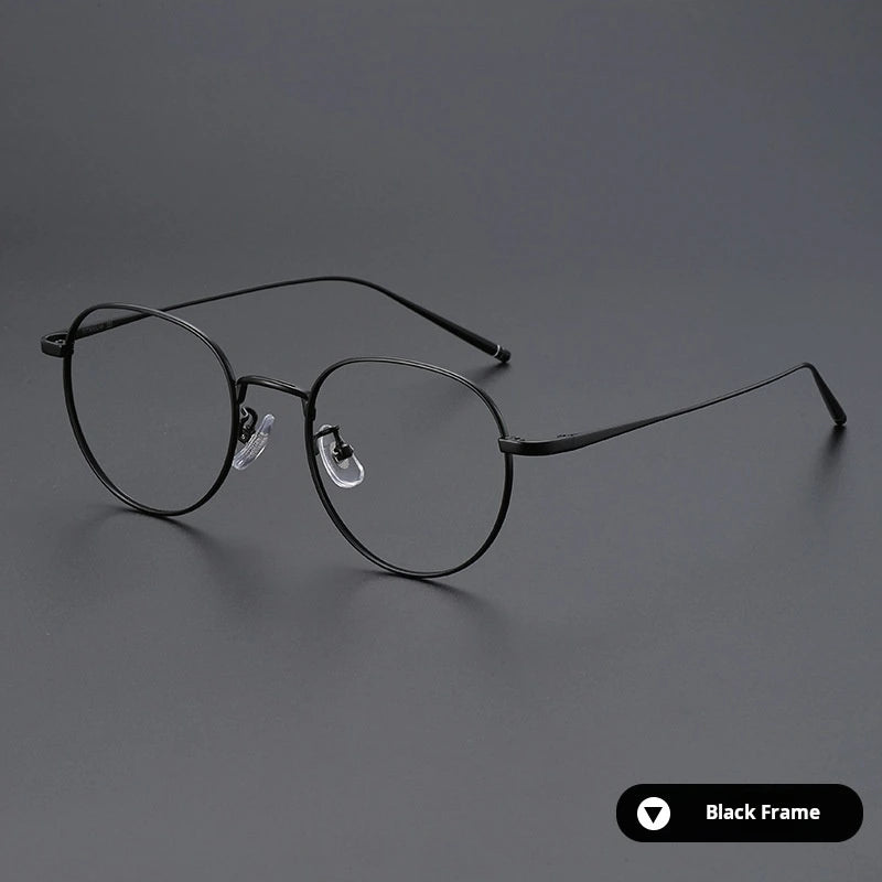 Momoja Unisex Full Rim Oval Round Titanium Eyeglasses 722066 - Black