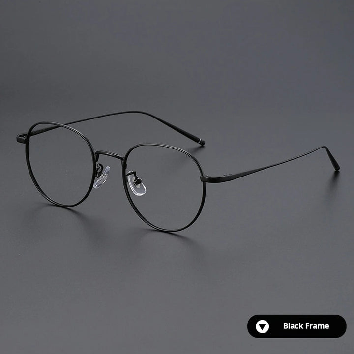 Momoja Unisex Full Rim Oval Round Titanium Eyeglasses 722066 - Black