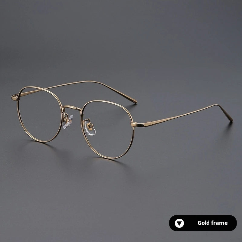 Momoja Unisex Full Rim Oval Round Titanium Eyeglasses 722066 - Gold