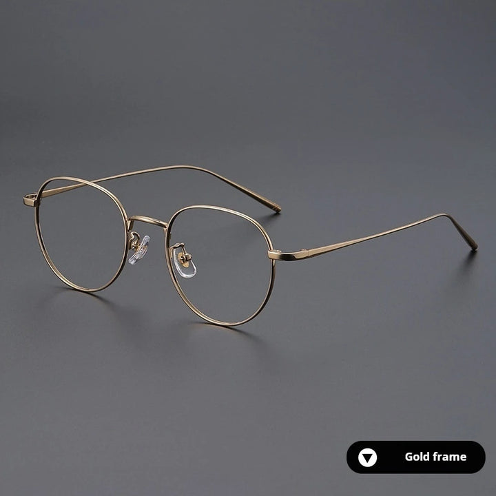Momoja Unisex Full Rim Oval Round Titanium Eyeglasses 722066 - Gold