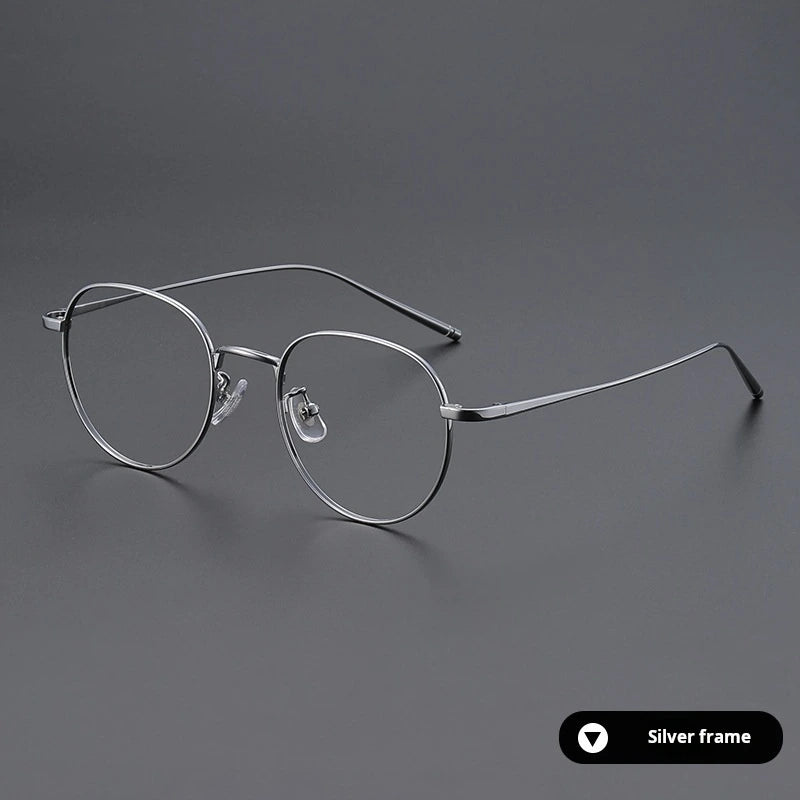 Momoja Unisex Full Rim Oval Round Titanium Eyeglasses 722066 - Silver