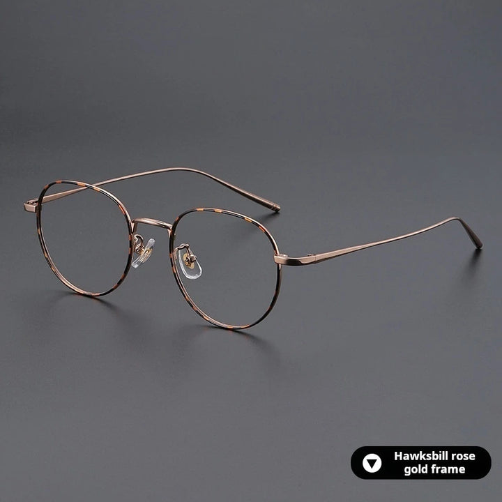 Momoja Unisex Full Rim Oval Round Titanium Eyeglasses 722066 - Tortoiseshell Bronze