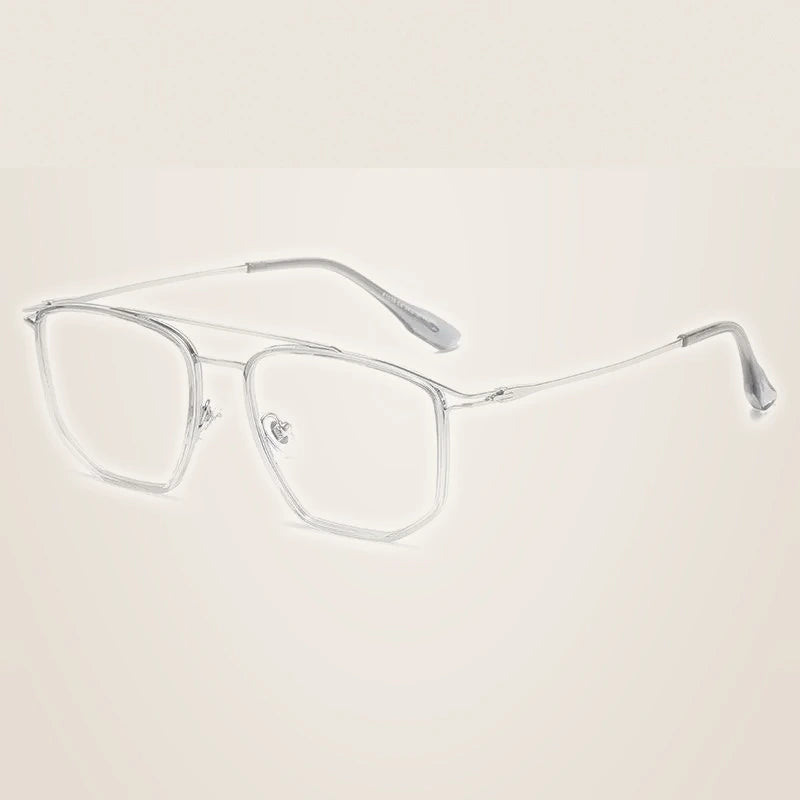 Momoja Unisex Full Rim Square Double Bridge Tr 90 Alloy Eyeglasses 41039 - Gradient Gray