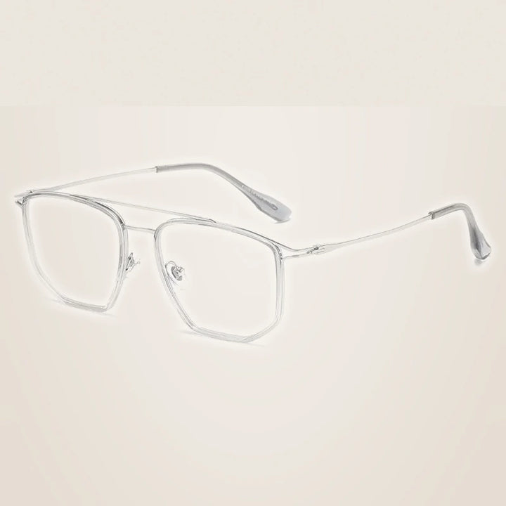 Momoja Unisex Full Rim Square Double Bridge Tr 90 Alloy Eyeglasses 41039 - Gradient Gray