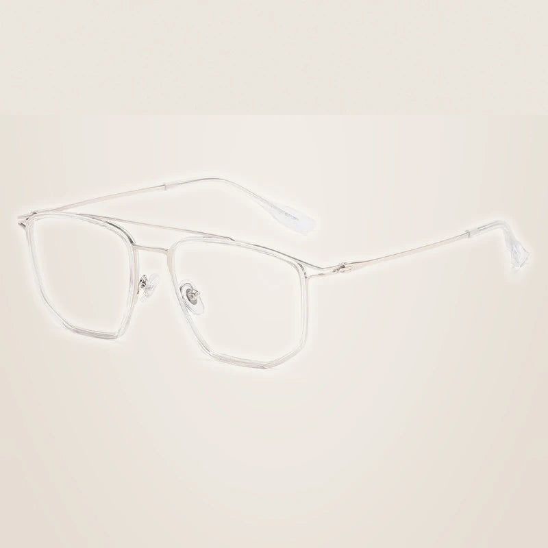 Momoja Unisex Full Rim Square Double Bridge Tr 90 Alloy Eyeglasses 41039 - Transparent