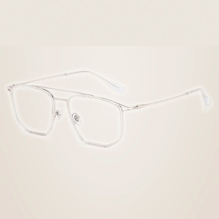 Momoja Unisex Full Rim Square Double Bridge Tr 90 Alloy Eyeglasses 41039 - Transparent