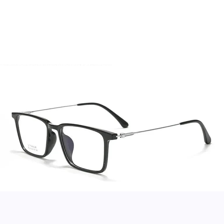 Momoja Unisex Full Rim Square Tr 90 Titanium Eyeglasses 78518 - Brihgt Black