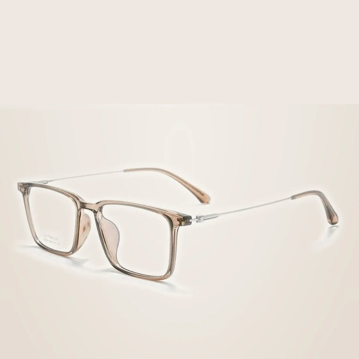 Momoja Unisex Full Rim Square Tr 90 Titanium Eyeglasses 78518 - Dark Tea