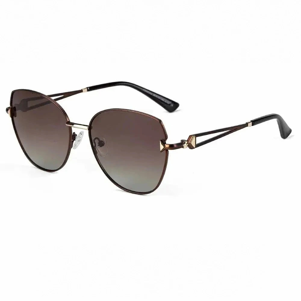 Momoja Women's Full Rim Oval Cat Eye Alloy UV400 Sunglasses 33123 - C101