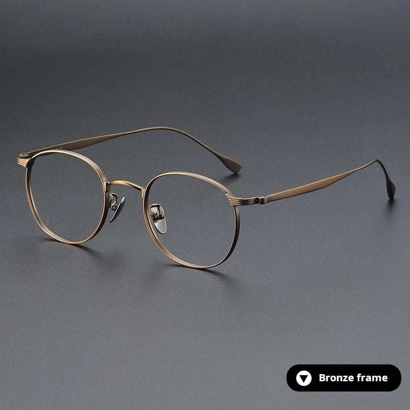 Momoja Women's Full Rim Polygon Square Titanium Eyeglasses 72184 - Bronze
