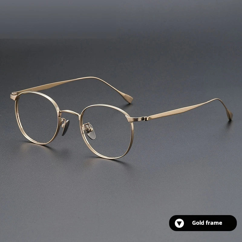 Momoja Women's Full Rim Polygon Square Titanium Eyeglasses 72184 - Gold