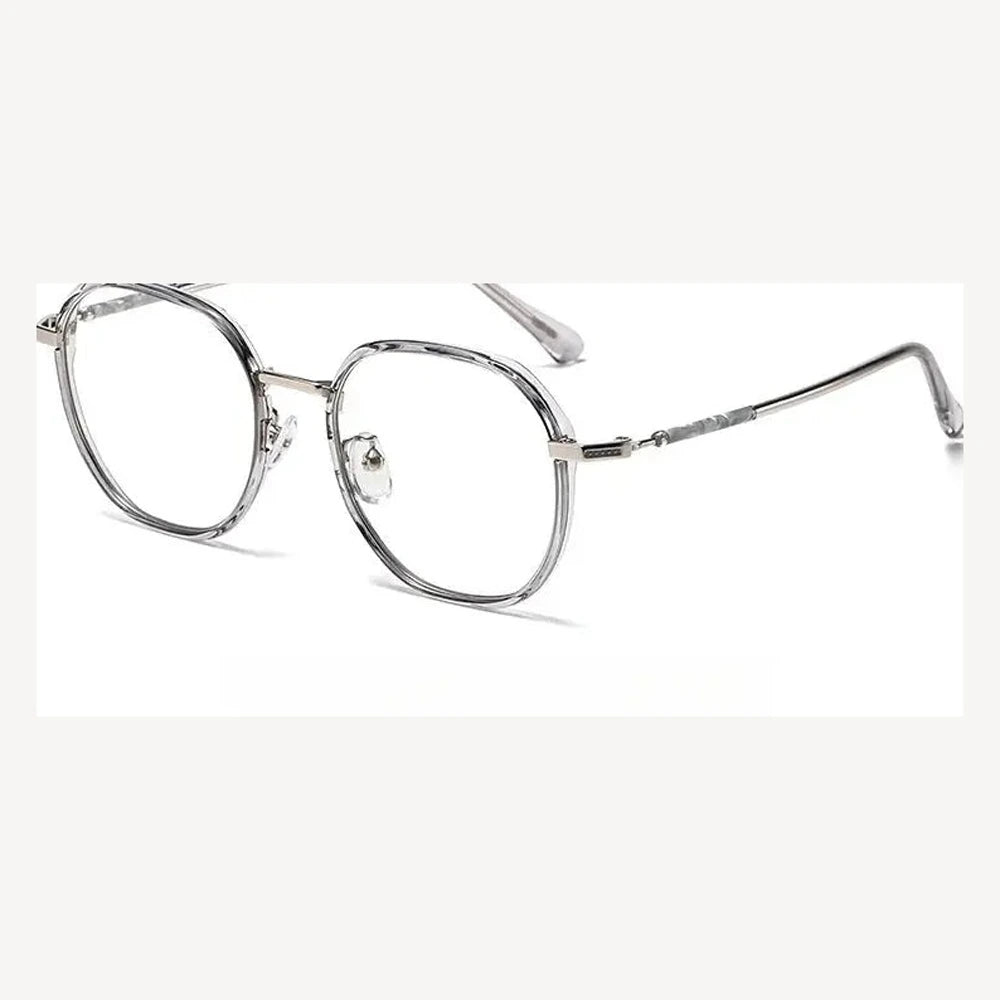 Momoja Women's Full Rim Polygon Tr 90 Alloy Eyeglasses Clip On Sunglasses 727422 - C4