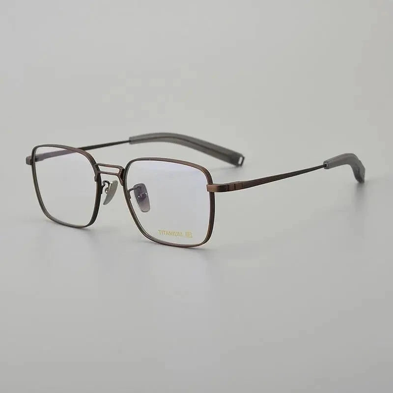 Muzz Men's Full Rim Square Titanium Acetate Eyeglasses 8827 - Brown