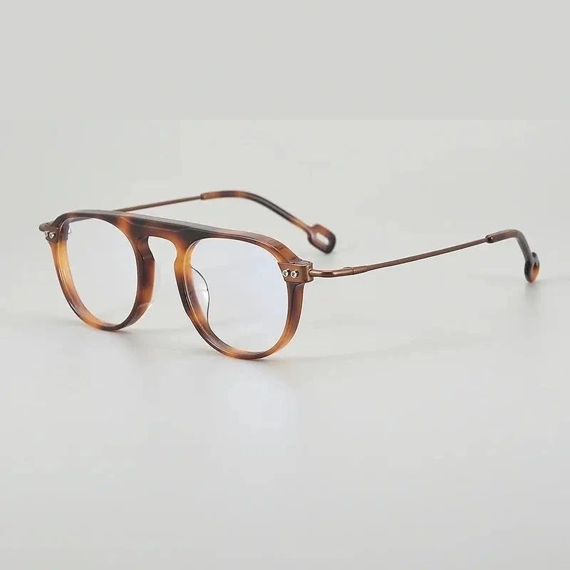 Muzz Unisex Full Rim Brow Line Round Titanium Acetate Eyeglasses 13008 - C4