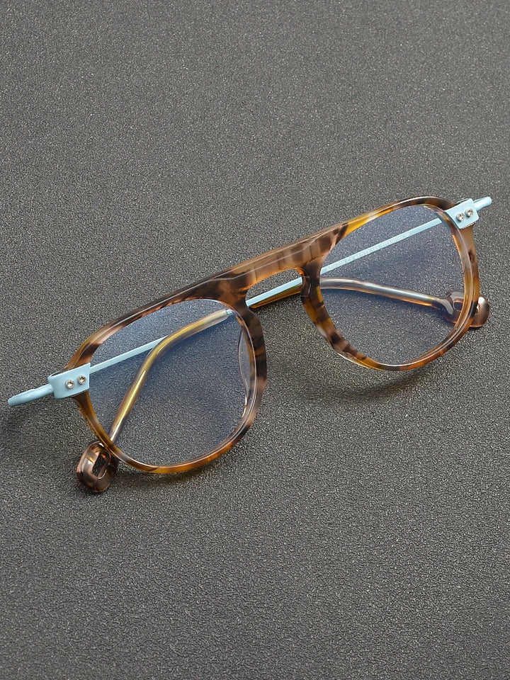Muzz Unisex Full Rim Brow Line Round Titanium Acetate Eyeglasses 13008 - Size Chart