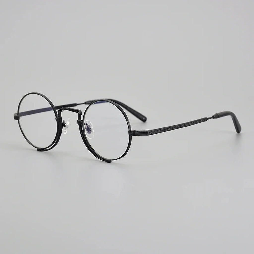Muzz Unisex Round IP Titanium Prescription Eyeglasses 5919 - black