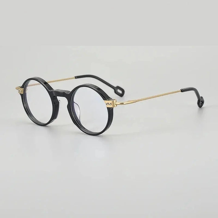 Muzz Unisex Full Rim Round Titanium Acetate Eyeglasses 13006 - C1
