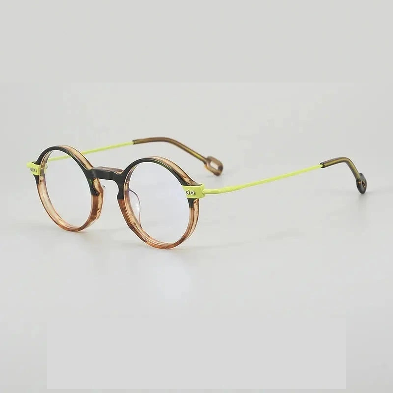Muzz Unisex Full Rim Round Titanium Acetate Eyeglasses 13006 - C2