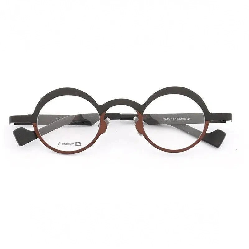 Muzz Unisex Full Rim Round Titanium Frame Eyeglasses T7023 - C1