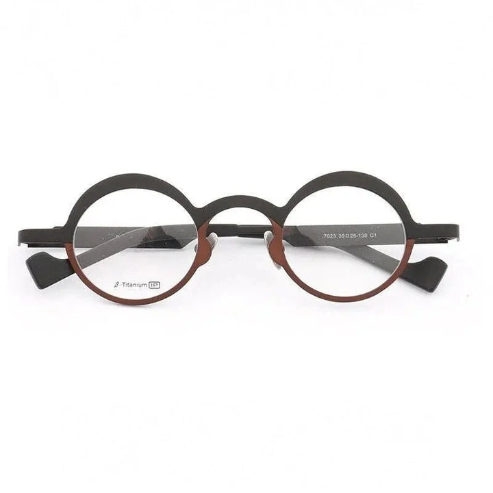 Muzz Unisex Full Rim Round Titanium Frame Eyeglasses T7023 - C1
