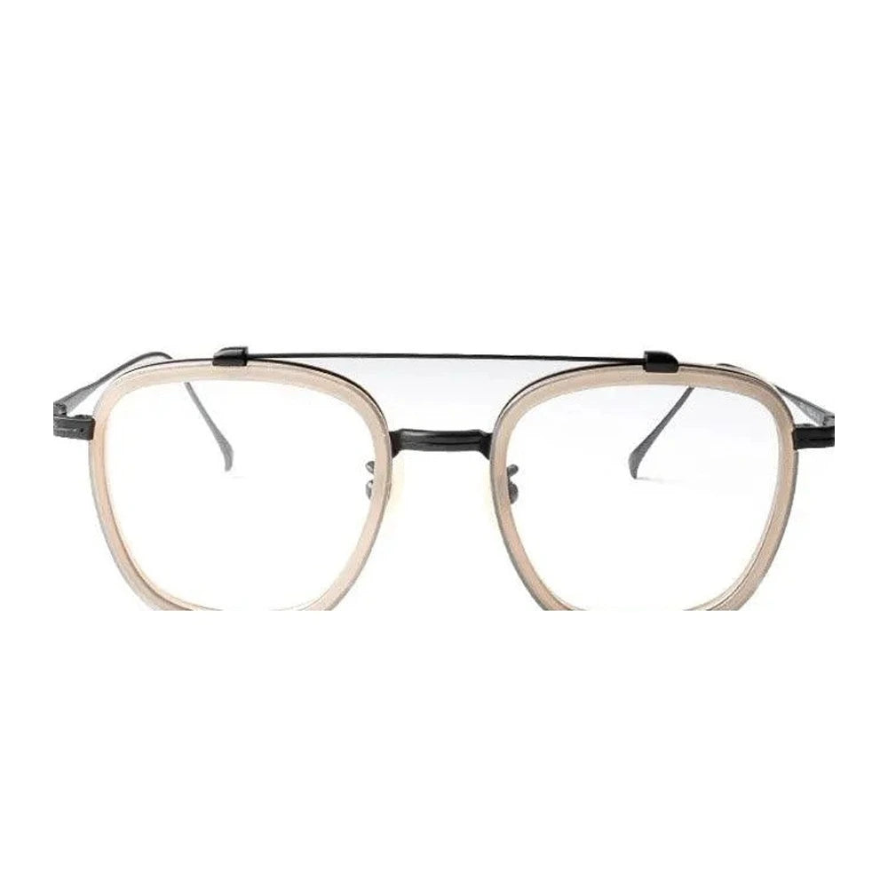 Muzz Unisex Full Rim Square Titanium Acetate Frame Eyeglasses 5209 - Khaki