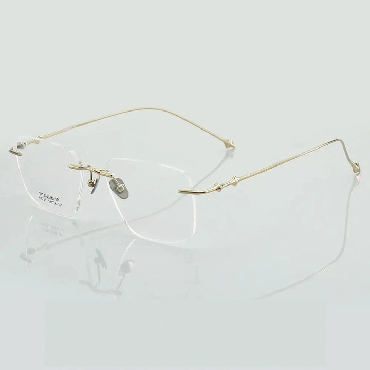 Muzz Unisex Rimless Square Titanium Eyeglasses 10239 - Gold