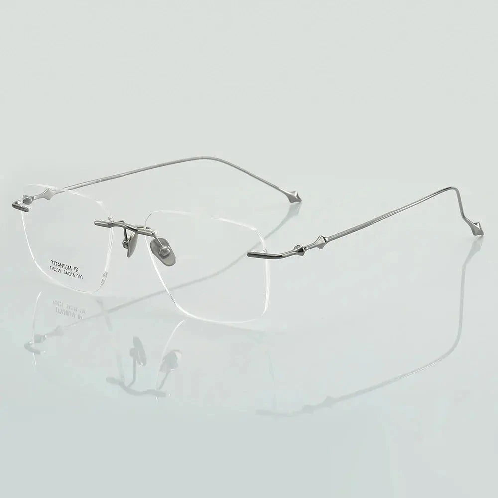 Muzz Unisex Rimless Square Titanium Eyeglasses 10239 - GRAY