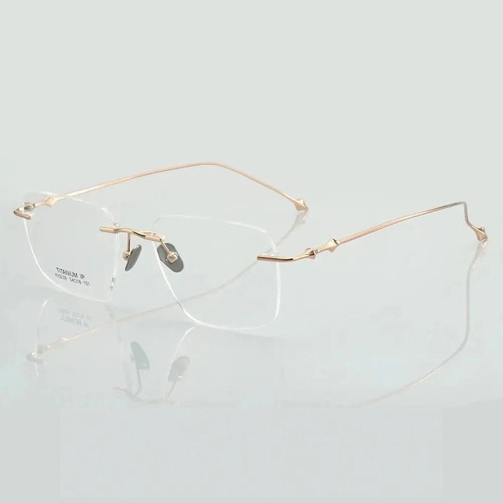 Muzz Unisex Rimless Square Titanium Eyeglasses 10239 - Rose Gold