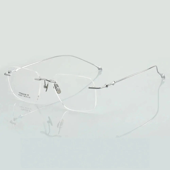 Muzz Unisex Rimless Square Titanium Eyeglasses 10239 - Silver
