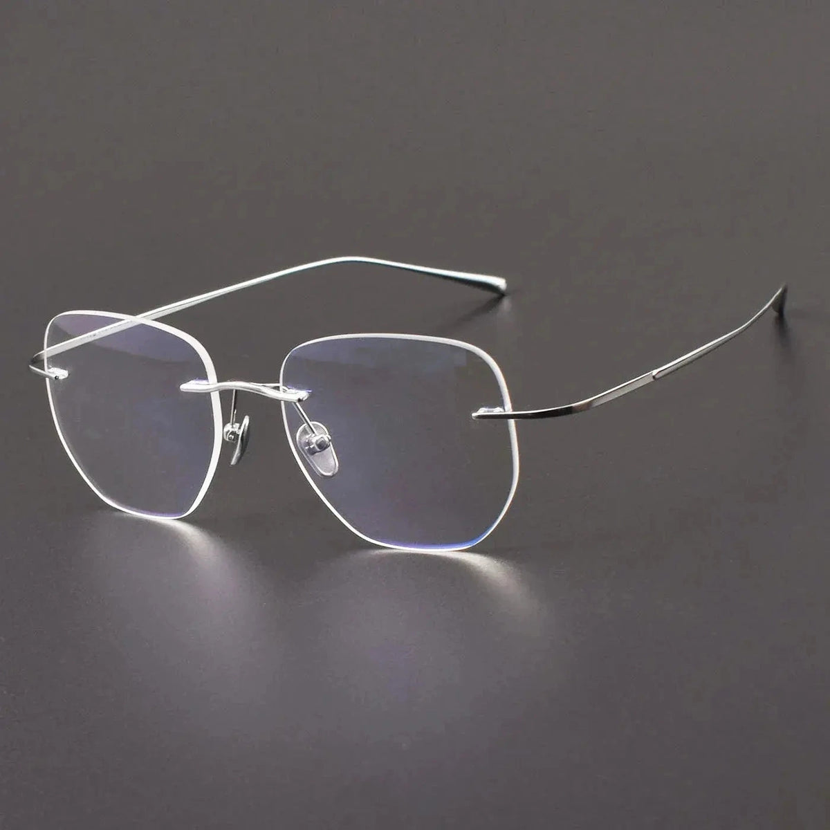 Muzz Women's Rimless Flat Top Square Titanium Eyeglasses 41816 - Silver