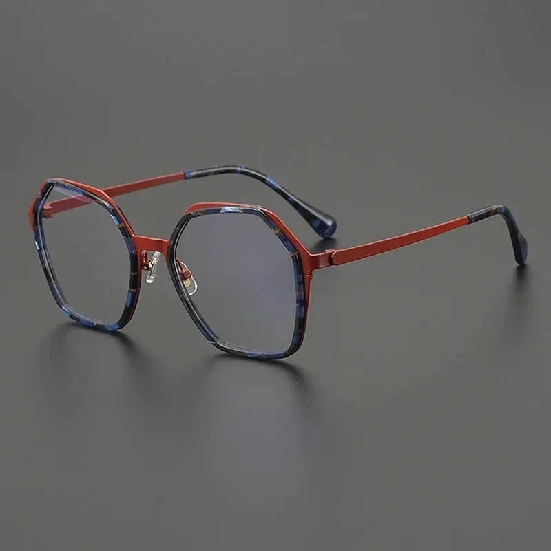 Nobler Unisex Full Rim Big Polygon Square Titanium Eyeglasses 48295 - C1