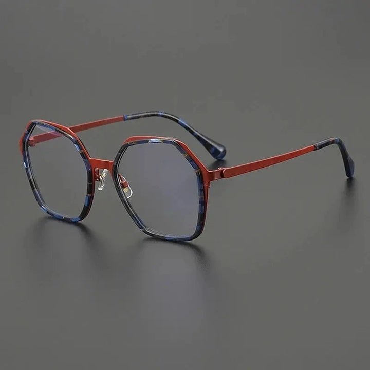 Nobler Unisex Full Rim Big Polygon Square Titanium Eyeglasses 48295 - C1