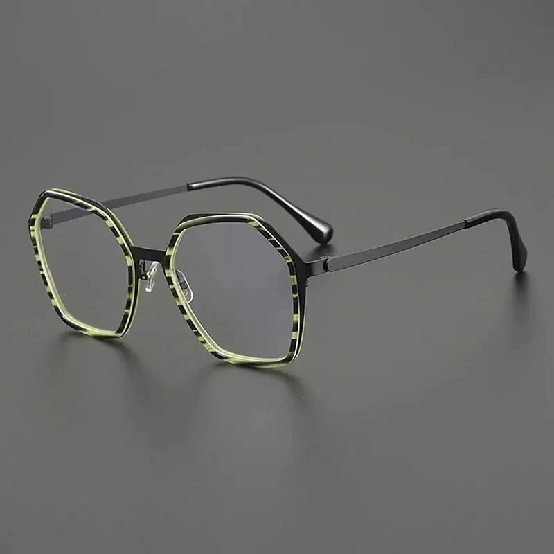 Nobler Unisex Full Rim Big Polygon Square Titanium Eyeglasses 48295 - C2