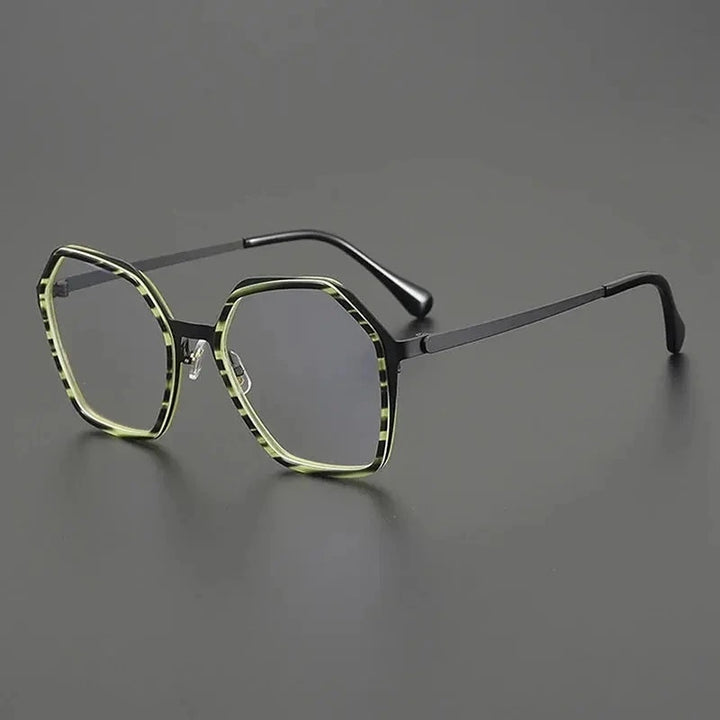 Nobler Unisex Full Rim Big Polygon Square Titanium Eyeglasses 48295 - C2