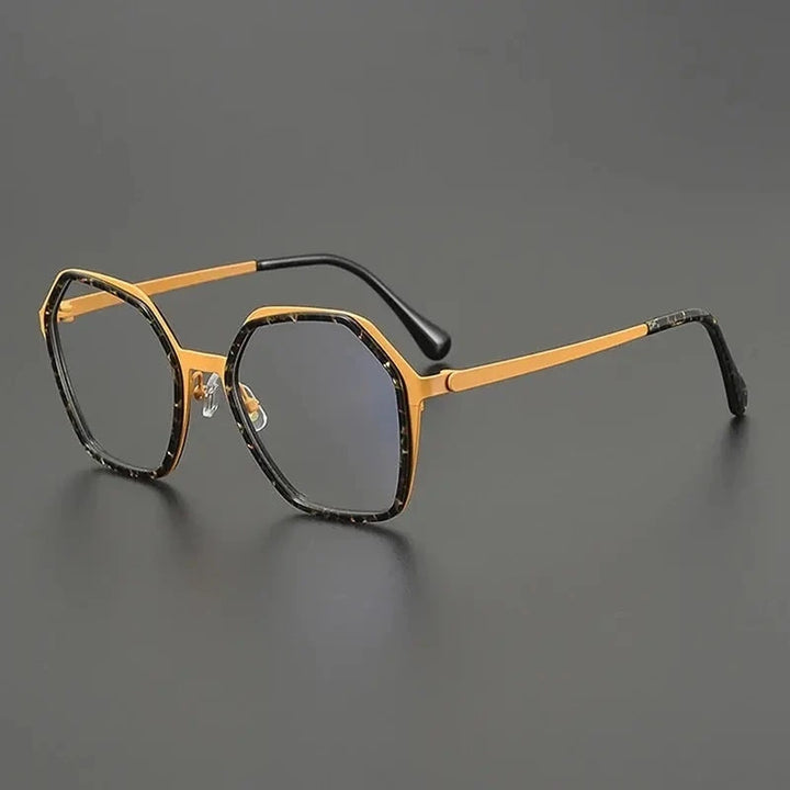 Nobler Unisex Full Rim Big Polygon Square Titanium Eyeglasses 48295 - C3